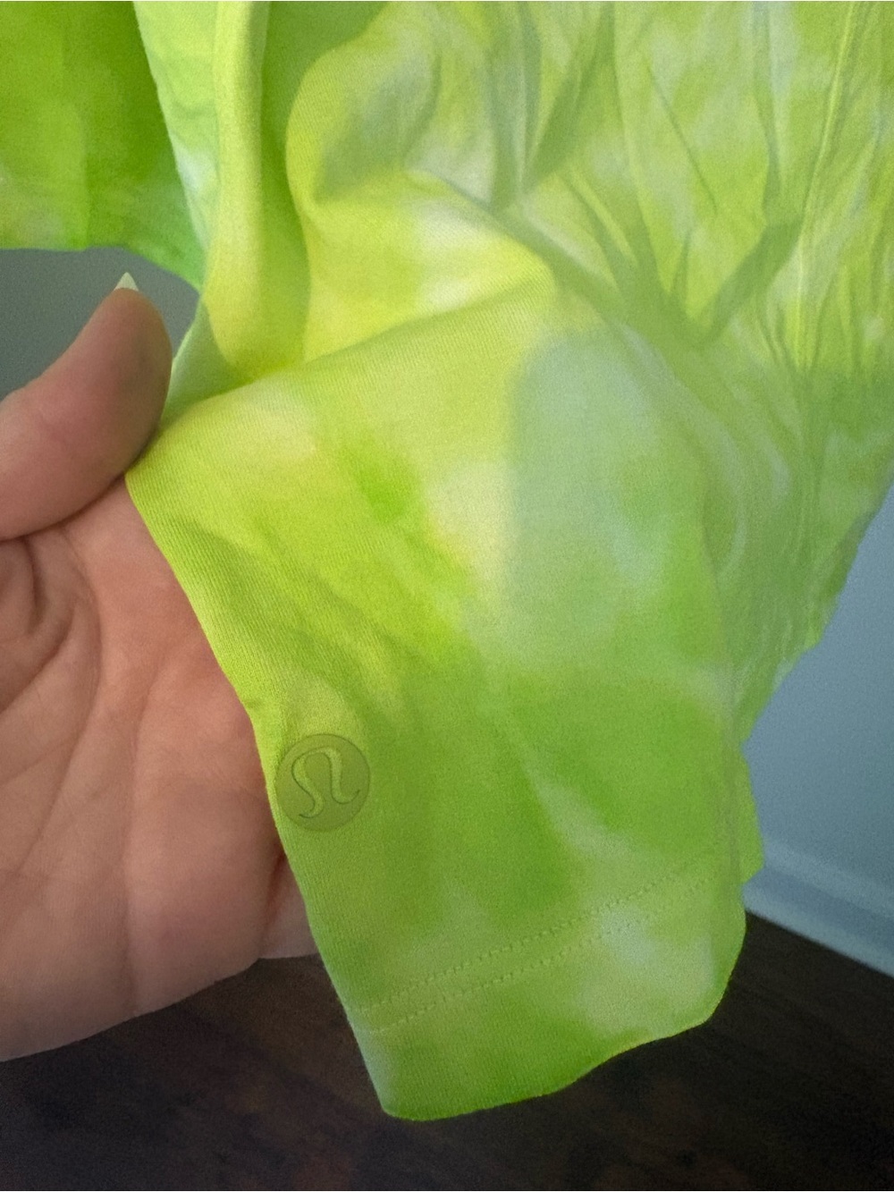 lululemon athletica Neon Lime Green Tie-Dye Cropped Tee - Picture 2 of 3